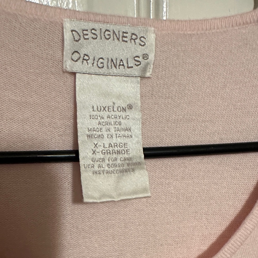 Designers Originals Luxelon Light Pink Embroidered Layered Cardigan - Picture 5 of 8